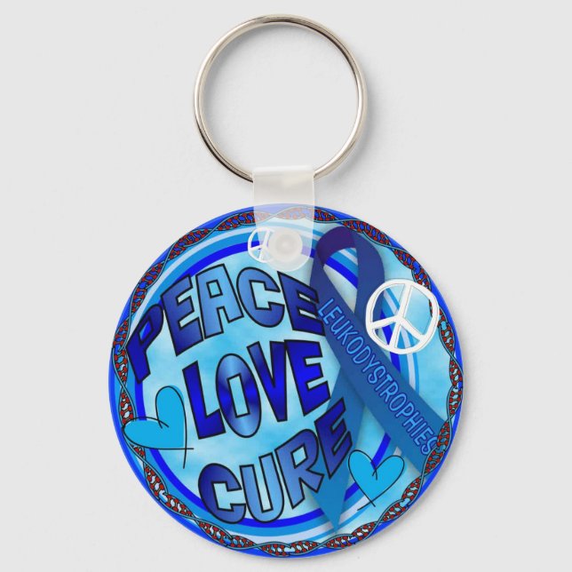 Leukodystrophy AWARENESS PEACE LOVE CURE Keychain (Front)