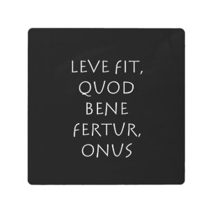 Leve fit quod bene fertur onus metal print