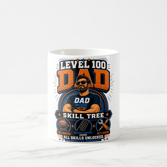 Level 100 Dad Shirt – Dad Mode On Skill Tree – Fun Coffee Mug (Center)