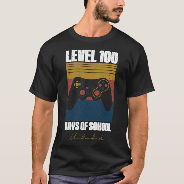 Level 100 Days Of School 100th day video gamer T-Shirt (Front)