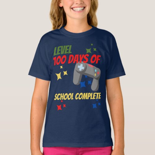 Level 100 days of school complete gamer girl T_Shirt