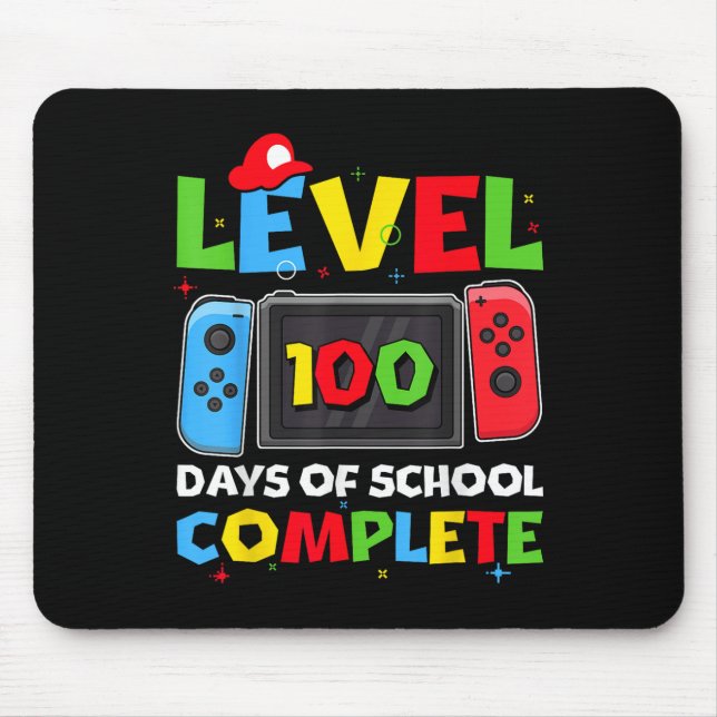 Level 100 Days Of School Complete Video Game 100th Mouse Pad (Front)