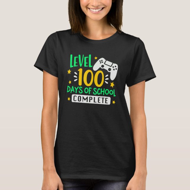 Level 100 Days Of School Complete Video Games Boys T-Shirt (Front)