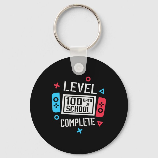 Level 100 Days Of School Complete Videos Game Smar Keychain (Front)