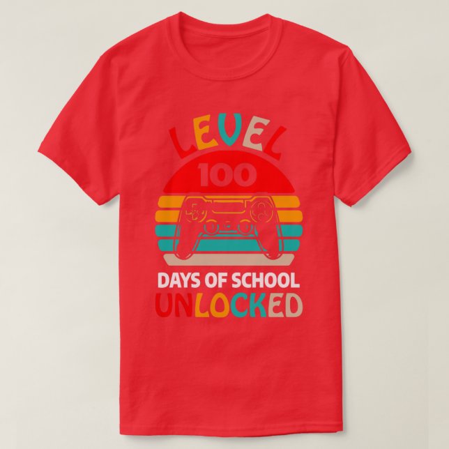 level 100 days of school unlocked 12 T-Shirt (Design Front)