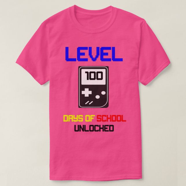 Level 100 Days Of School Unlocked 38 T-Shirt (Design Front)