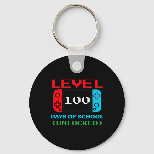 Level 100 Days Of School Unlocked 3 Keychain (Front)