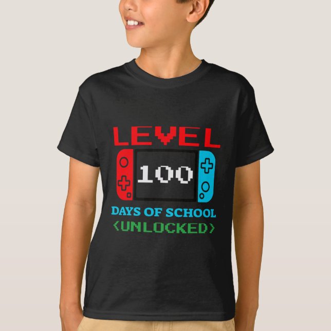 Level 100 Days Of School Unlocked 3 T-Shirt (Front)