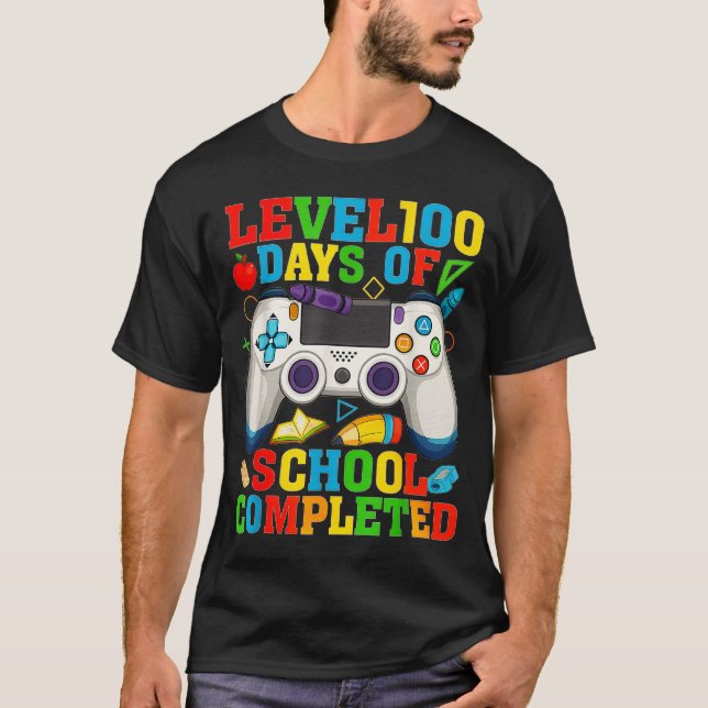 Level 100 Days Of School Unlocked Boys 100th Day O T-Shirt (Front)