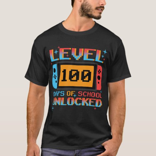 Level 100 Days Of School Unlocked Boys Funny 100th T_Shirt