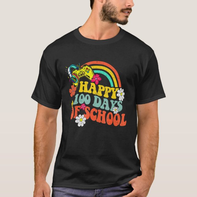 Level 100 Days Of School Unlocked Game Gamer 100th T-Shirt (Front)