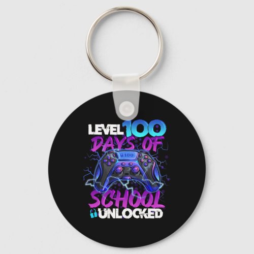 Level 100 Days Of School Unlocked Gamer Boy Girl V Keychain