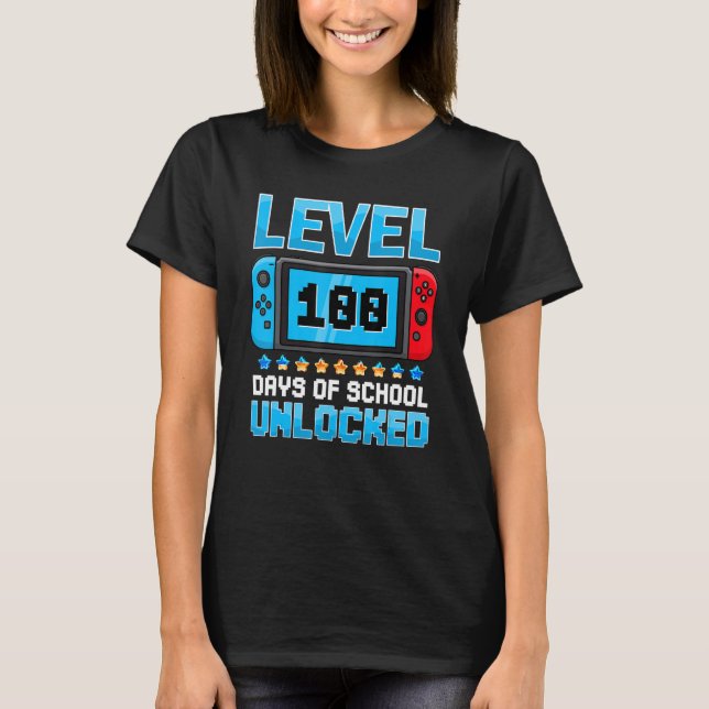 Level 100 Days Of School Unlocked Gamer Gaming Kid T-Shirt (Front)