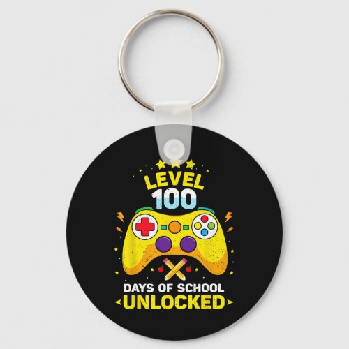Level 100 Days Of School Unlocked Gamer Gaming Vid Keychain