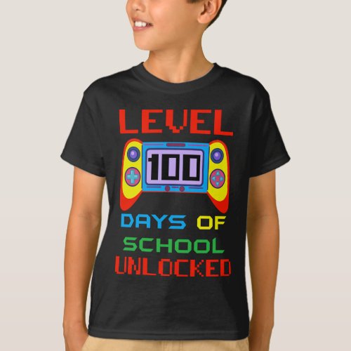 Level 100 Days of School Unlocked Gamer Kids T_Shi T_Shirt