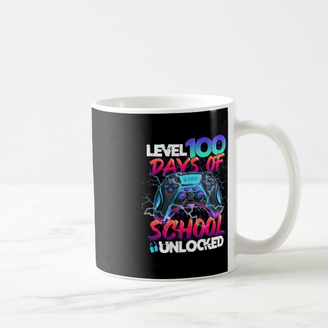Level 100 Days Of School Unlocked Gamer Kids Video Coffee Mug (Right)