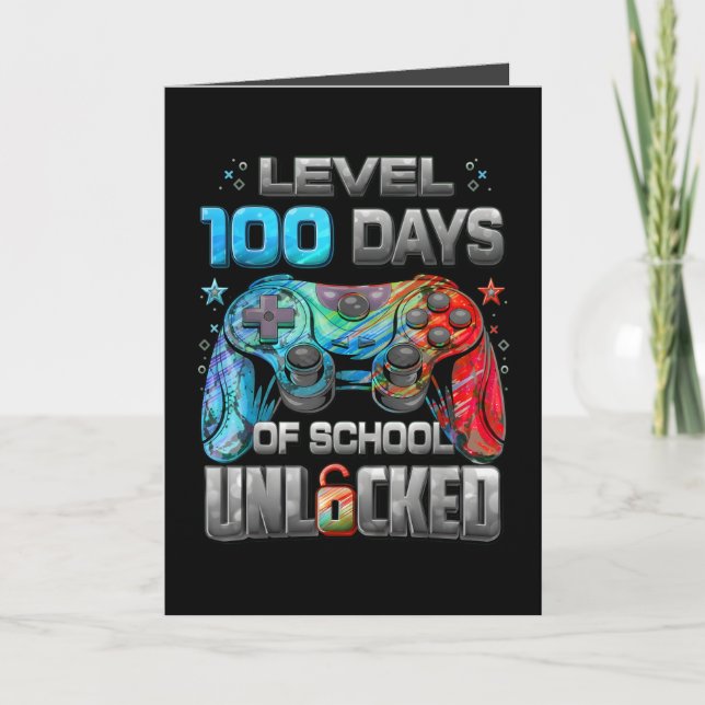 Level 100 Days of School Unlocked Gamer Style Card (Front)
