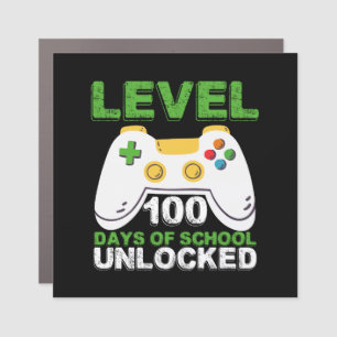 Level 100 Days Of School Unlocked Gamer Video Game Car Magnet