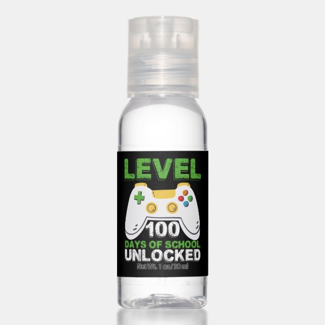 Level 100 Days Of School Unlocked Gamer Video Game Hand Sanitizer (Front)