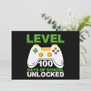 Level 100 Days Of School Unlocked Gamer Video Game Invitation