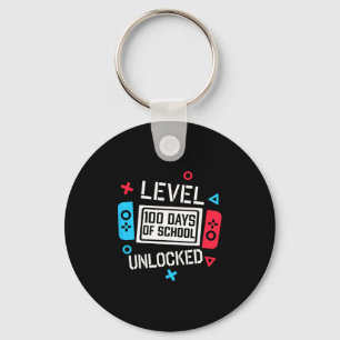 Level 100 Days Of School Unlocked Gamer Video Game Keychain