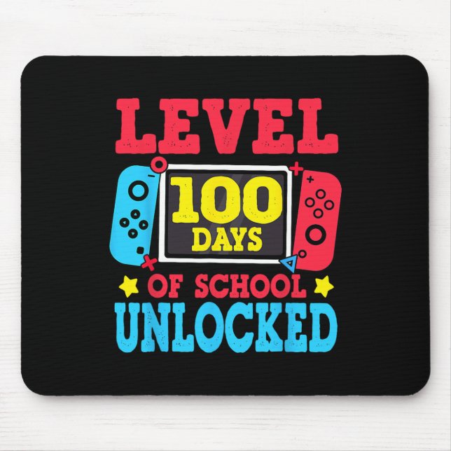 Level 100 Days Of School Unlocked Gamer Video Game Mouse Pad (Front)