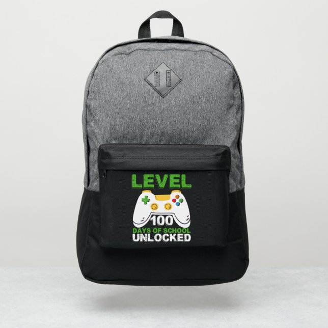 Level 100 Days Of School Unlocked Gamer Video Game Port Authority® Backpack (Front)