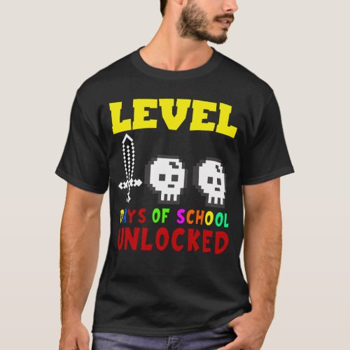 Level 100 Days Of School Unlocked Gamer Video Game T_Shirt