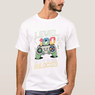 Level 100 Days Of School Unlocked Gamer Video Game T-Shirt