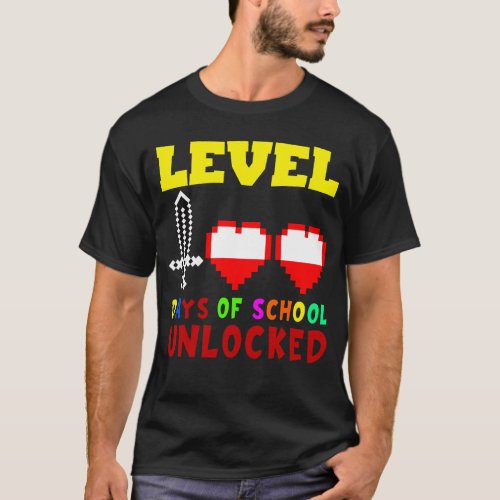 Level 100 Days Of School Unlocked Gamer Video Game T_Shirt