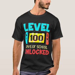 Level 100 Days Of School Unlocked Gamer Video Game T-Shirt