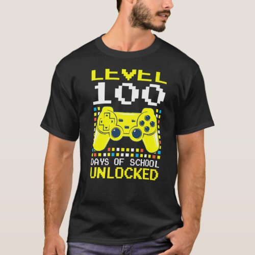 Level 100 Days Of School Unlocked Gamer Video Game T_Shirt