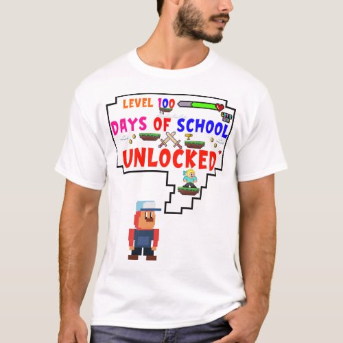 Level 100 Days Of School Unlocked Gamer Video Game T_Shirt