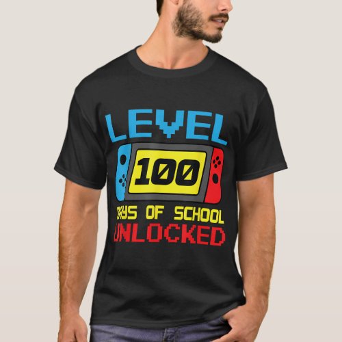 Level 100 Days Of School Unlocked Gamer Video Game T_Shirt