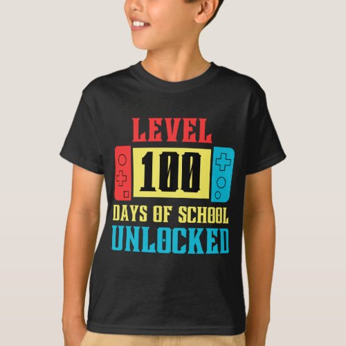 Level 100 Days Of School Unlocked Gamer Video Game T_Shirt