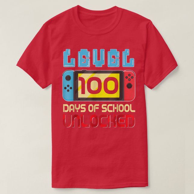 Level 100 Days Of School Unlocked Gamer Video Game T-Shirt (Design Front)