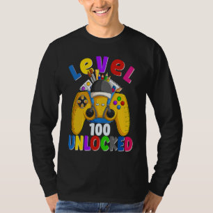 Level 100 Days Of School Unlocked Gamer Video Game T-Shirt
