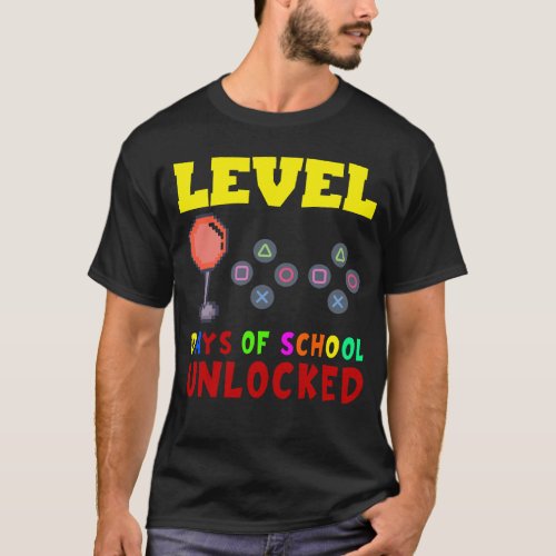 Level 100 Days Of School Unlocked Gamer Video Game T_Shirt