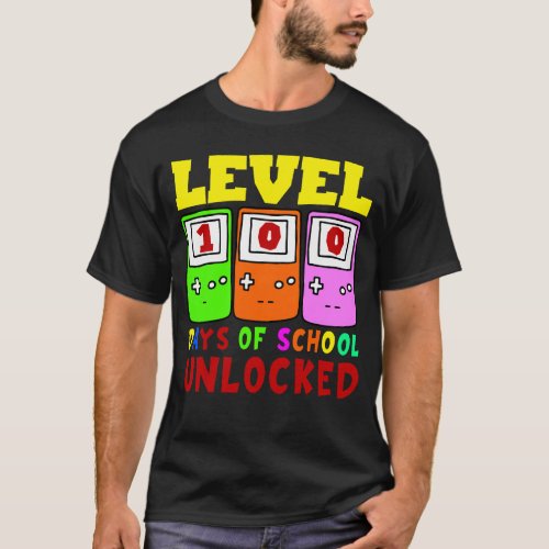 Level 100 Days Of School Unlocked Gamer Video Game T_Shirt