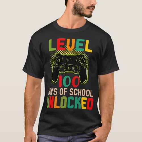 Level 100 Days Of School Unlocked Gamer Video Game T_Shirt
