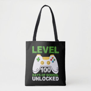 Level 100 Days Of School Unlocked Gamer Video Game Tote Bag
