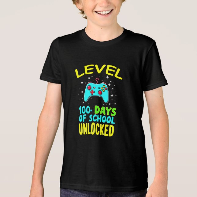 Level 100 Days of School Unlocked Tri-Blend Shirt (Front)