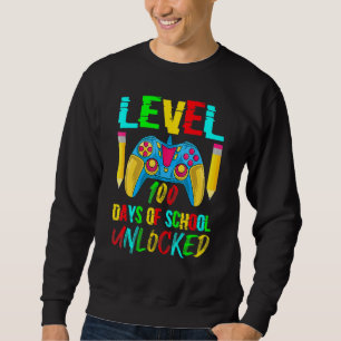Level 100 Days Of School Unlocked Video Gamer Cont Sweatshirt