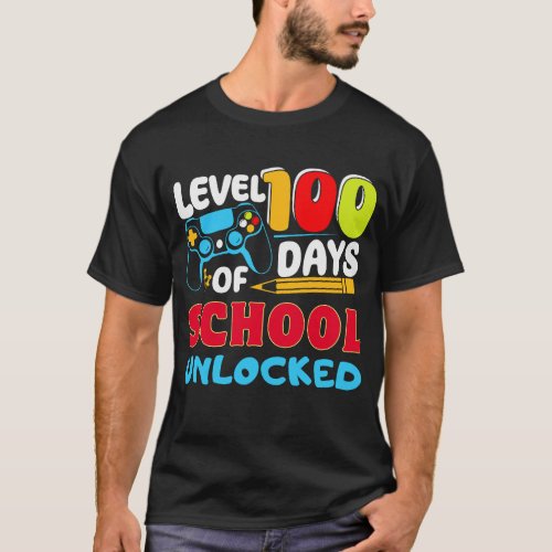 Level 100 Days Of School Unlocked Video Games Boy T_Shirt