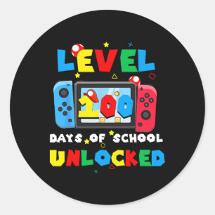 Level 100 Days Of School Unlocked Video Games Boys Classic Round Sticker