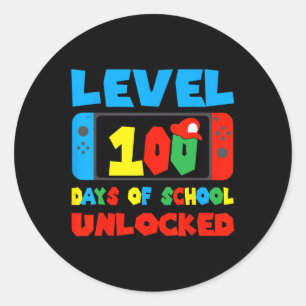 Level 100 Days Of School Unlocked Video Games Boys Classic Round Sticker