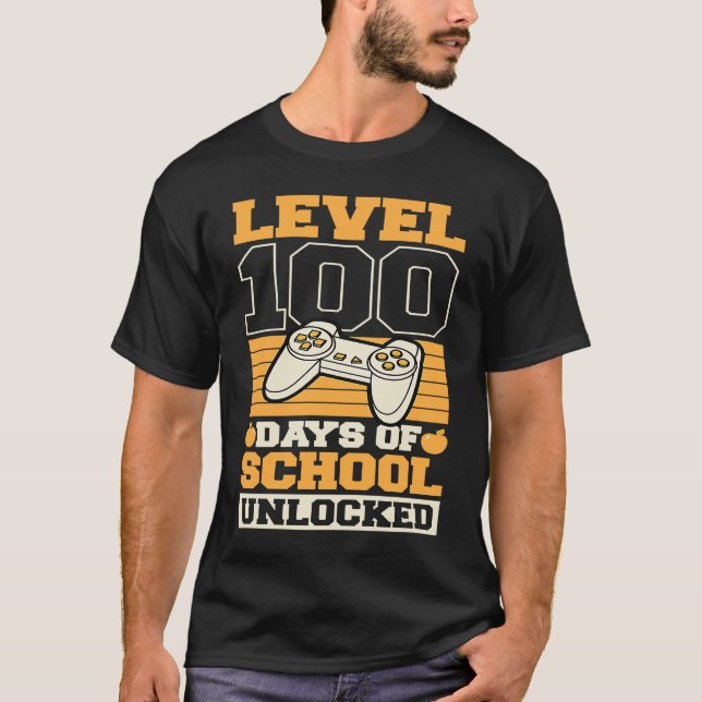 Level 100 Days of School Unlocked Video Games Game T-Shirt (Front)
