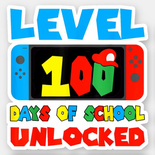 Level 100 Days Of School Unlocked Video Games Sticker