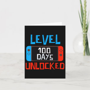 Level 100 Days School Unlocked Gamer Boys Funny 10 Card