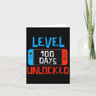 Level 100 Days School Unlocked Gamer Boys Funny 10 Card